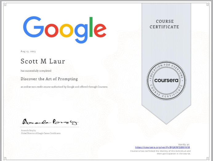 Discover the Art of Prompting certificate