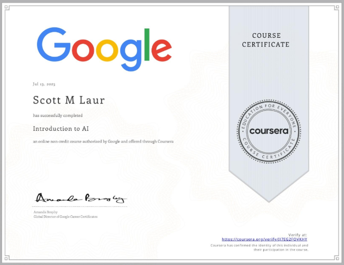 Introduction to AI certificate